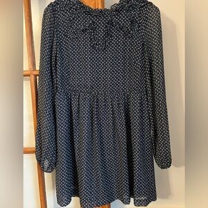Free People Long Sleeve Navy and White Dress